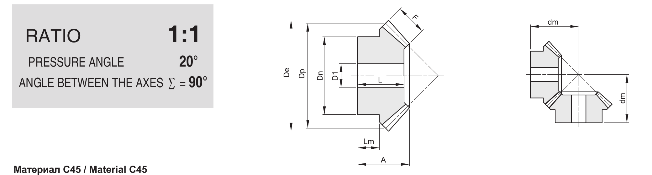 Conical bevel gears